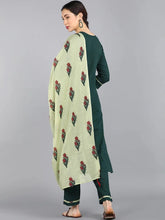 Women Green Regular Pure Cotton Kurta With Trousers With Dupatta Set